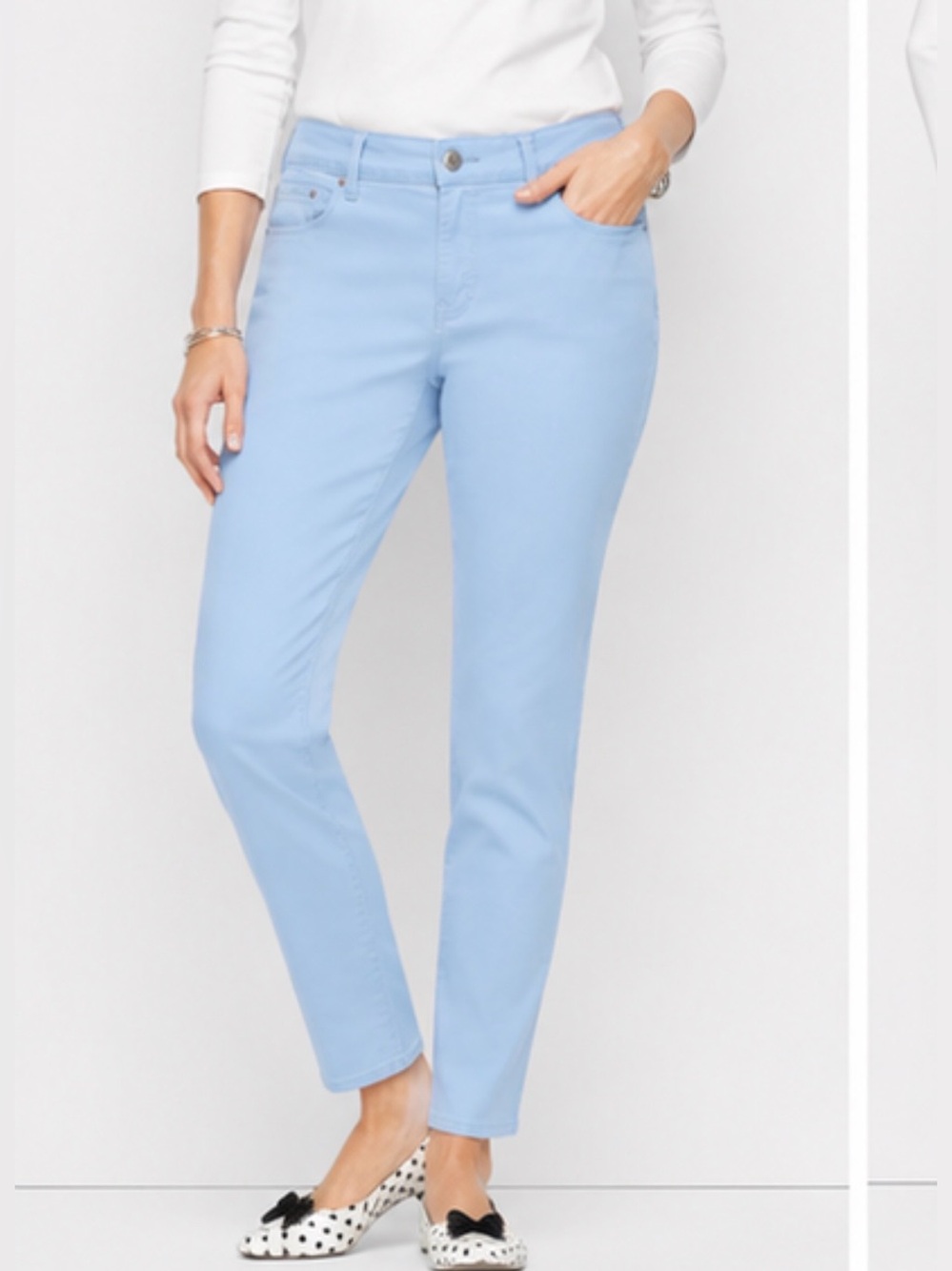 Talbots Slim Ankle Jeans Curvy Size 12 Light Blue Stretch Ankle Pants